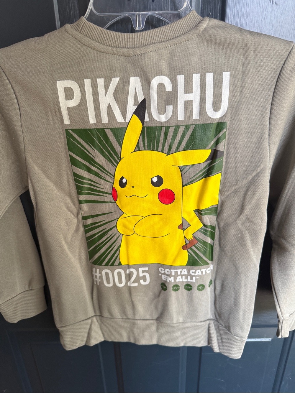 Pikachu Graphic Sweatshirt - Green with Yellow
